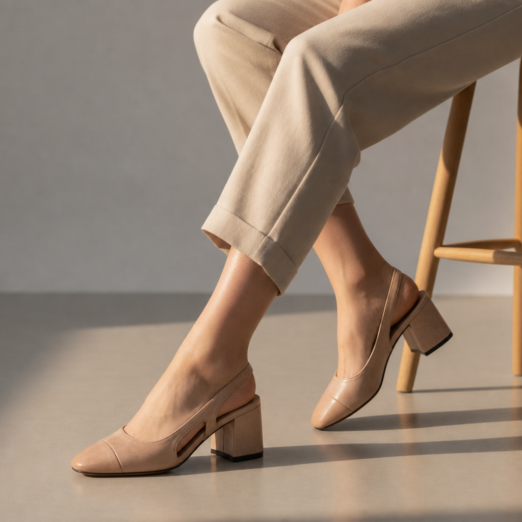 Patmos Leather Slingback Block Heels