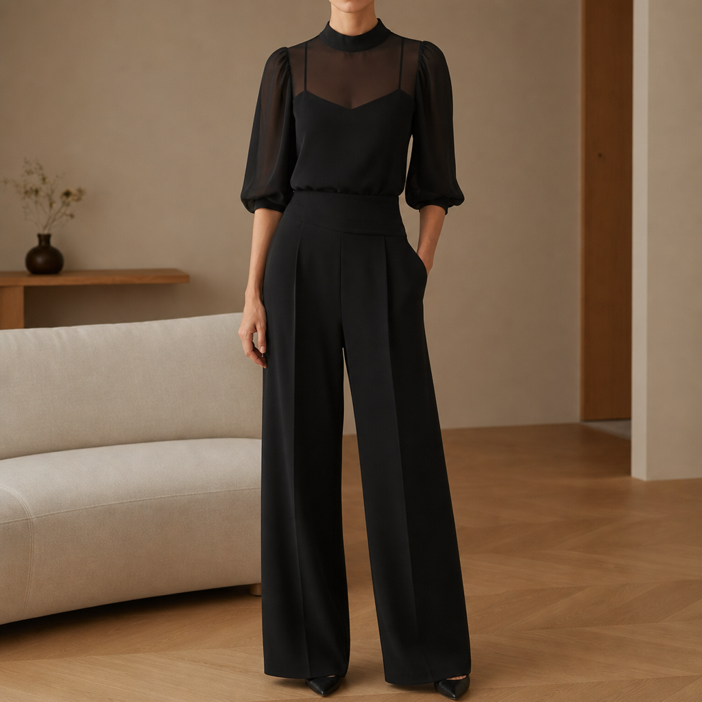 Amorgos Sheer Chiffon Trouser Set