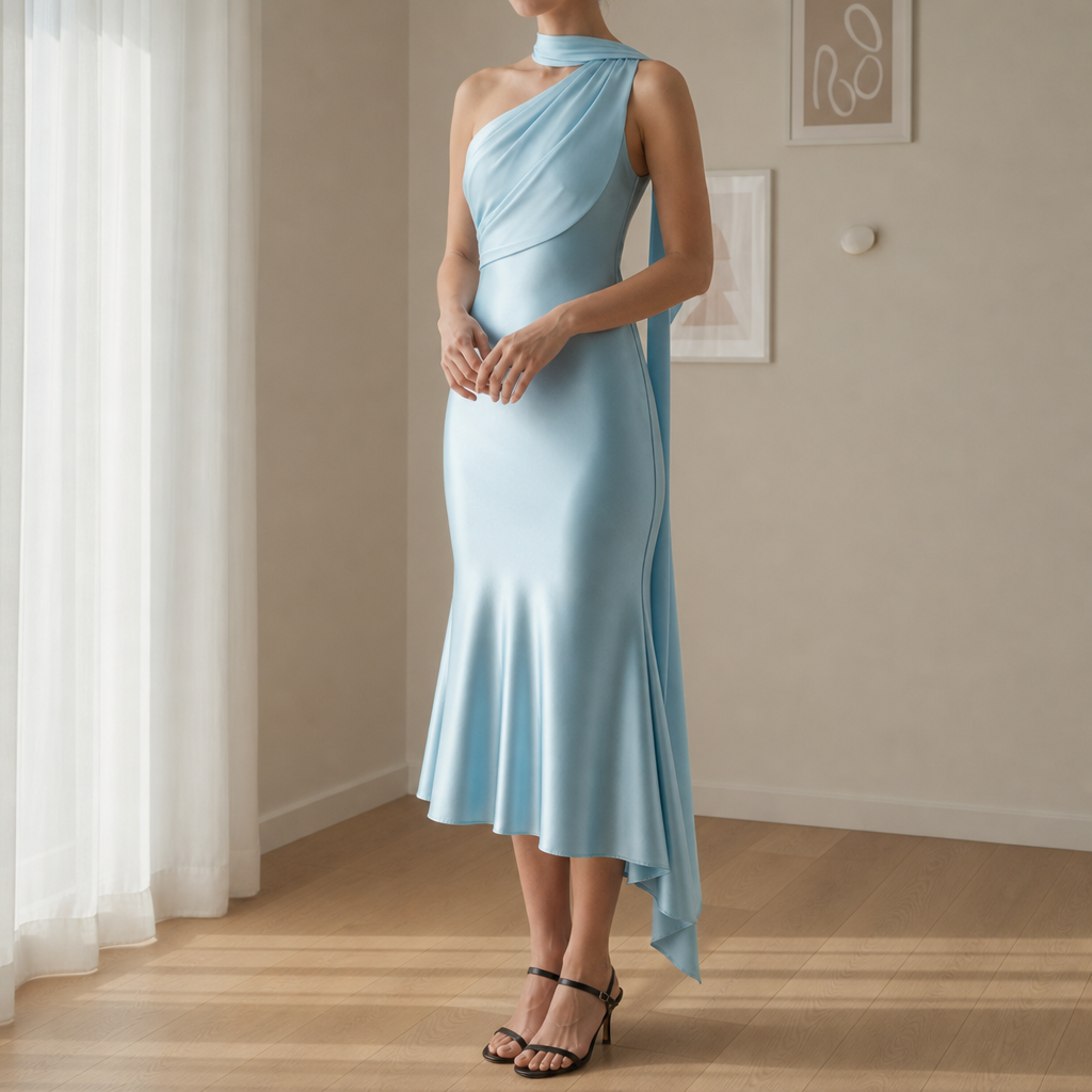 Gythio Satin Mermaid Midi Dress