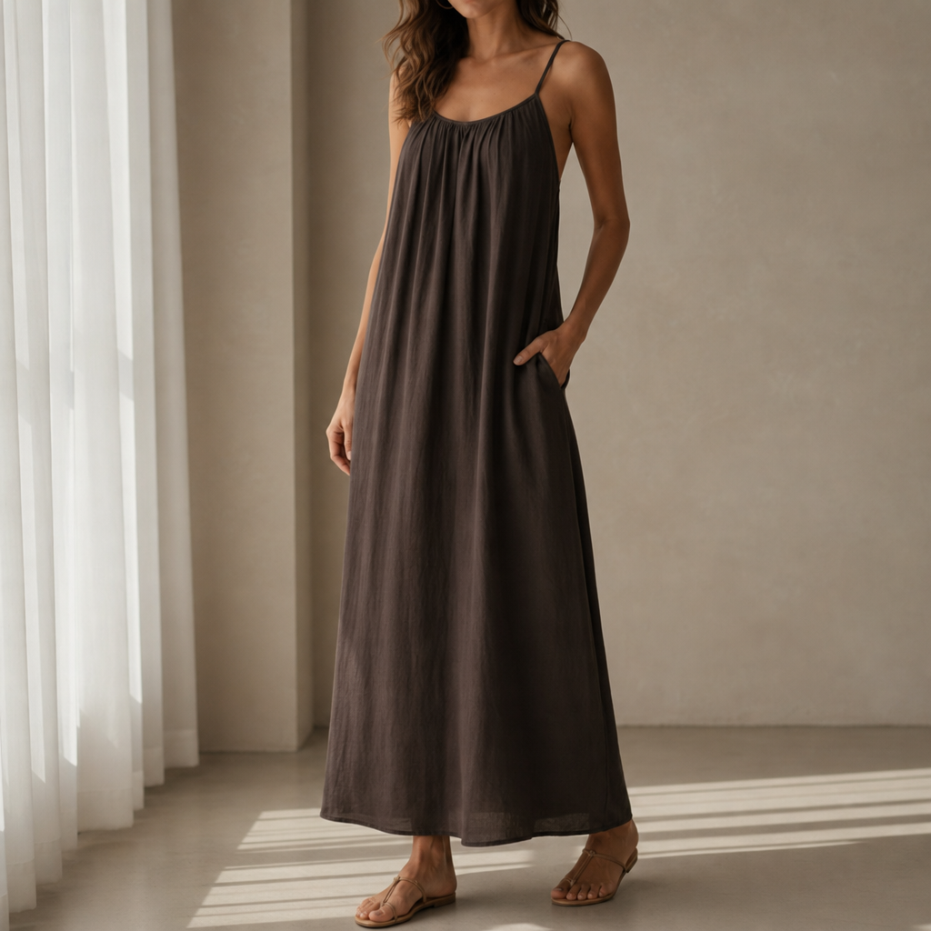 Opatija Backless Linen Maxi Dress
