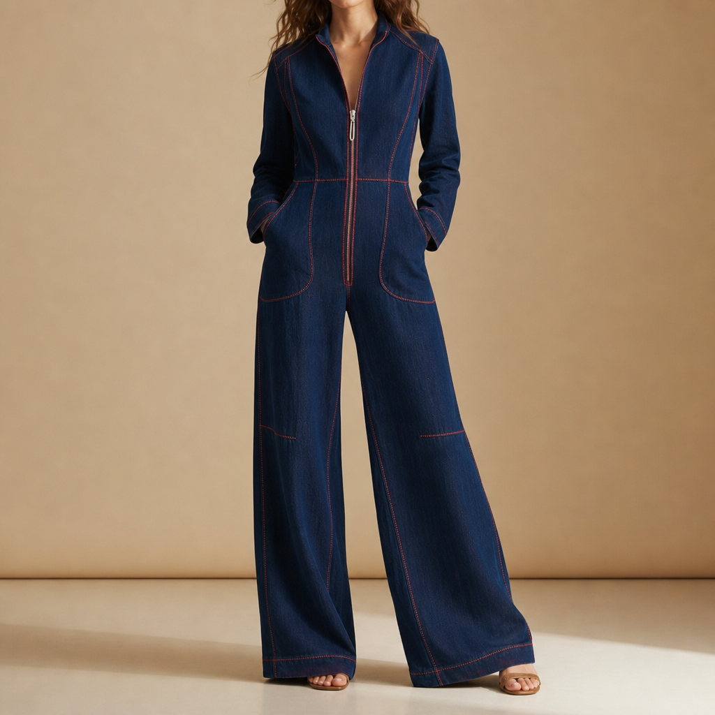Amorgos Front-Zip Wide Leg Jumpsuit