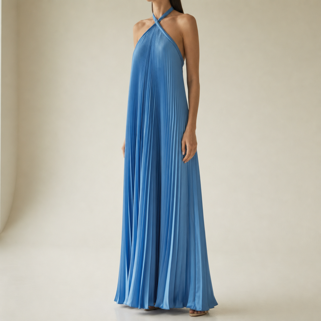 Murcia Pleated Halter Maxi Dress