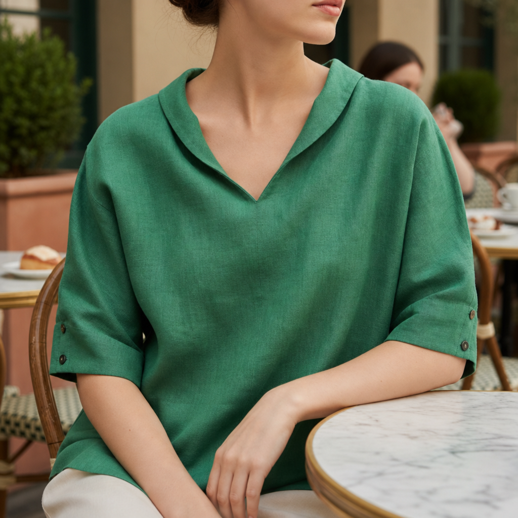 Naxos Linen V-Neck Blouse