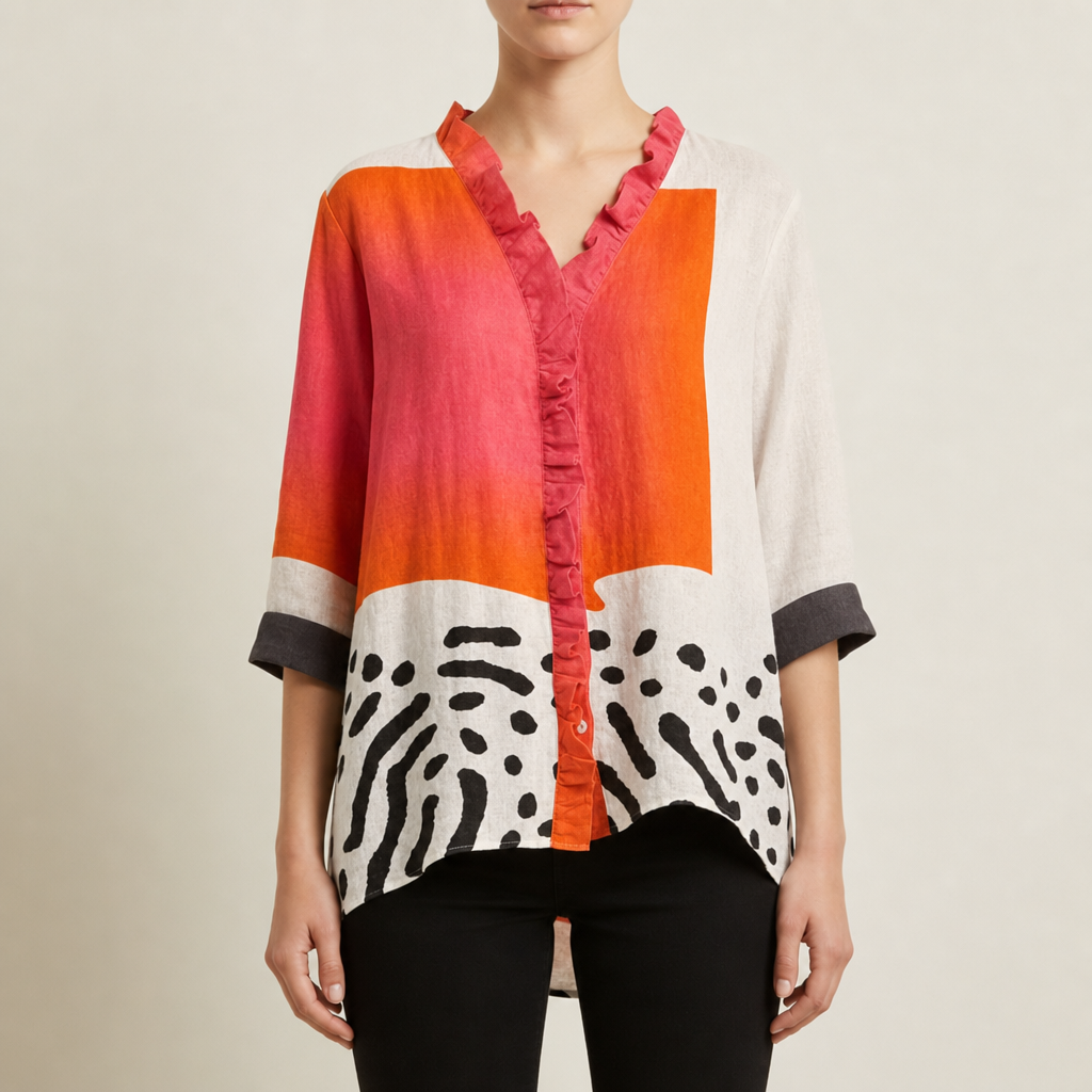 Poros Ruffle Print Blouse