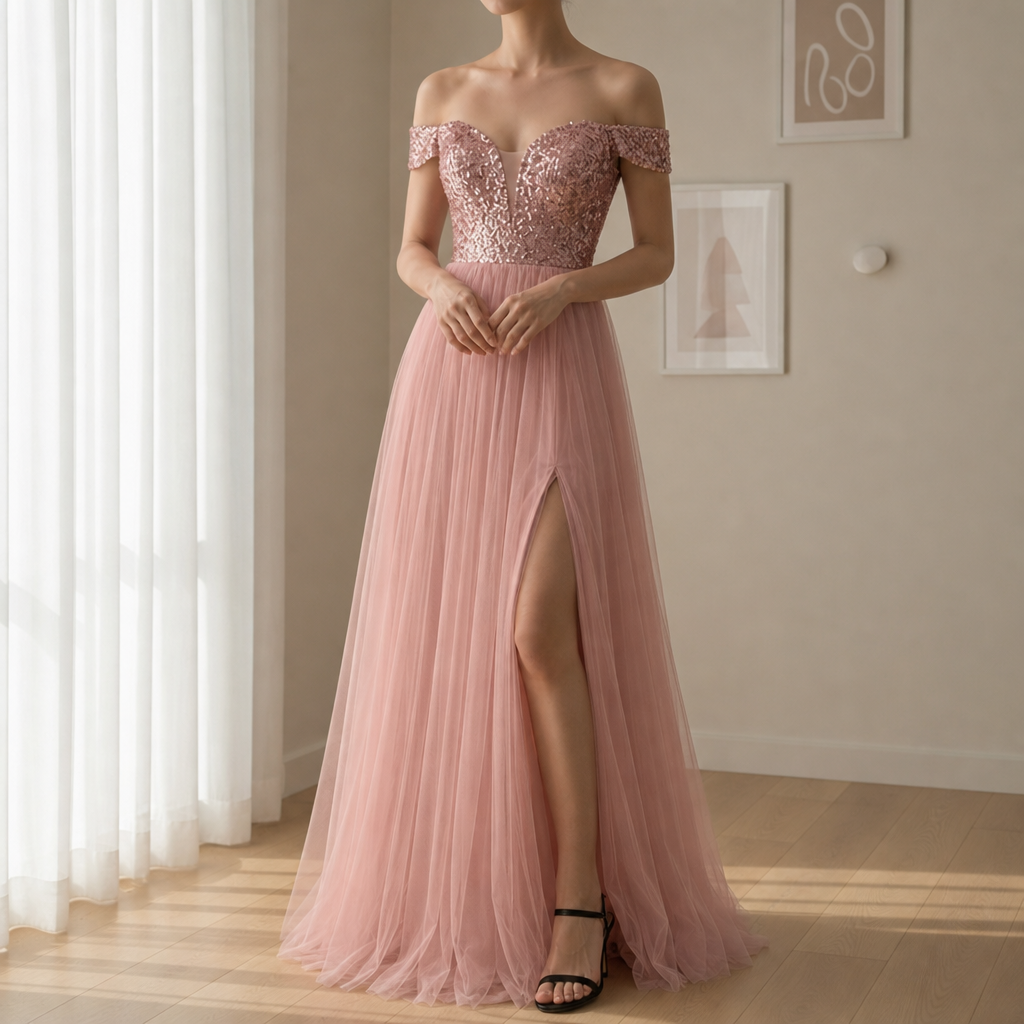 Nimes Sequin Tulle Maxi Dress