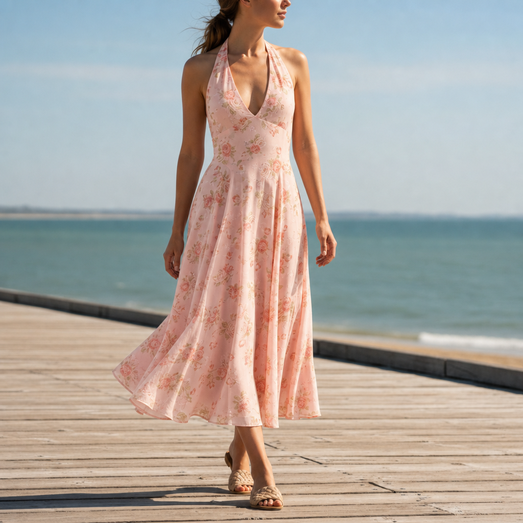 Collioure Floral Halter Midi Dress