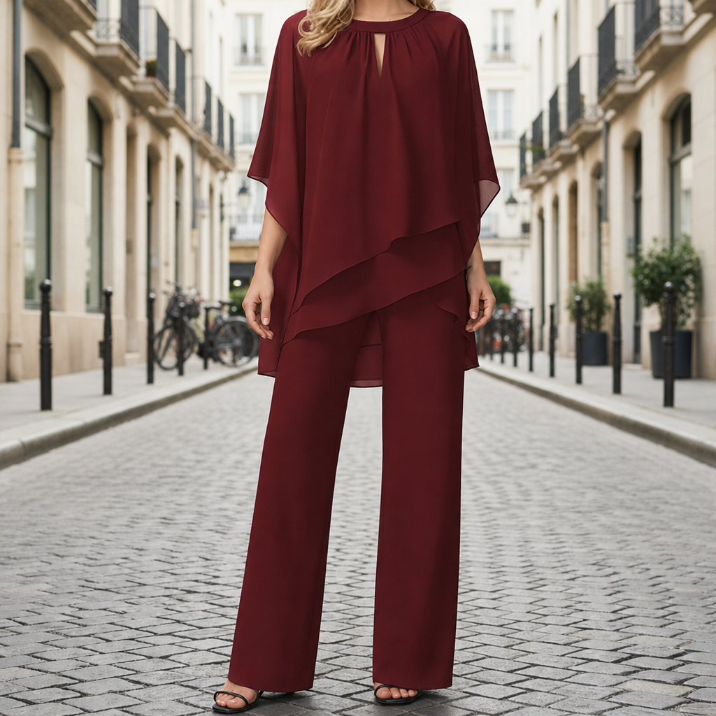 Otranto Chiffon Layered Pants Set