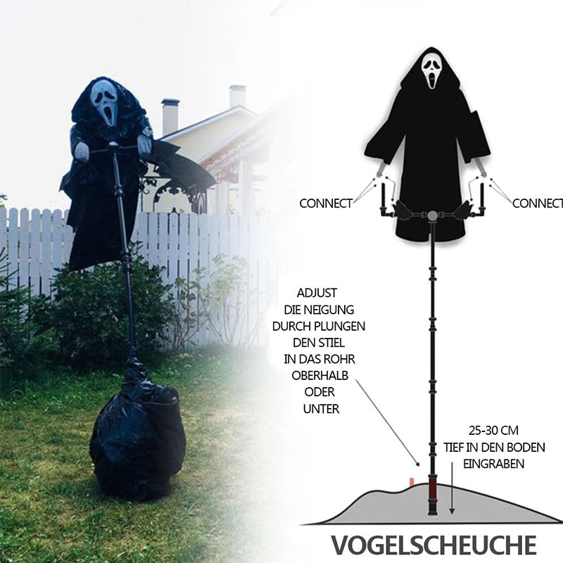 Halloween's Scary Ghost Robe Costume with Crow Prop – Phantom Cloak Dress
