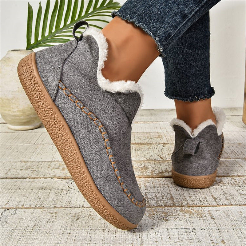 Women's Slip-On Winter Ankle Boots with Fleece Lining