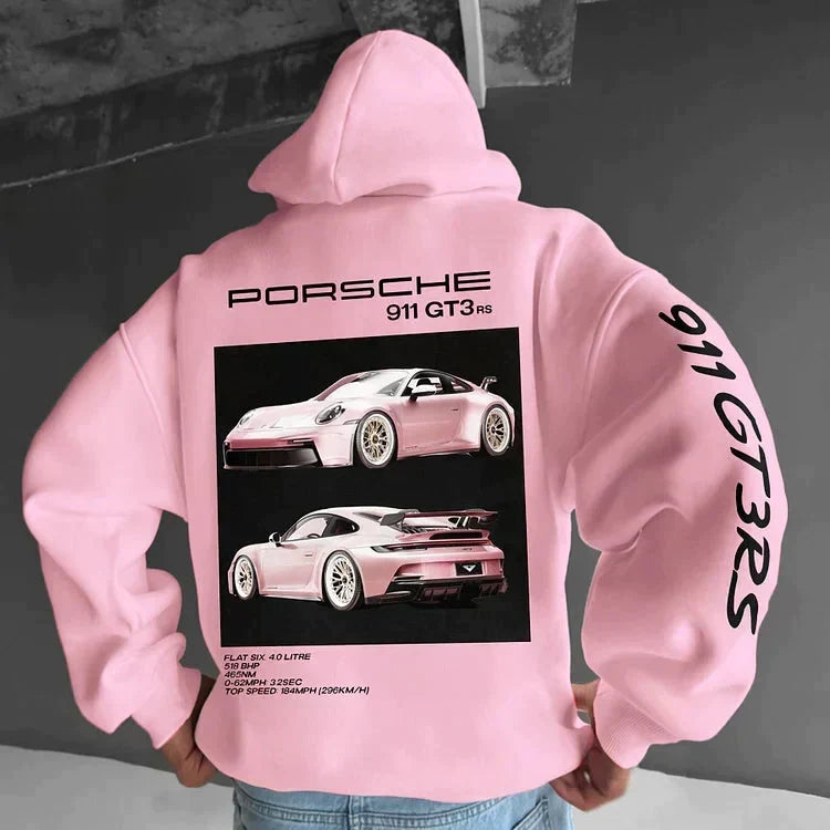 Men's Oversized Porsche Graphic Hoodie, Hooded, Long Sleeves