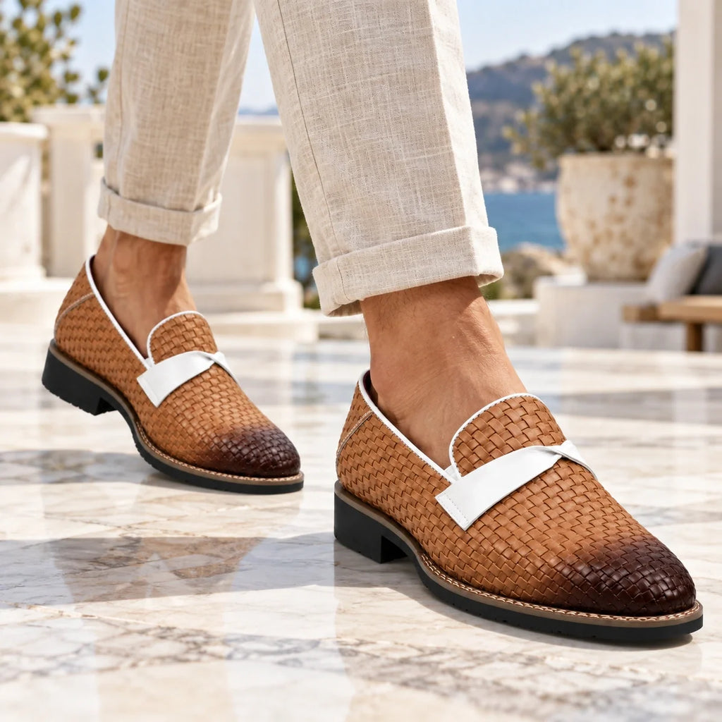 Linwood Woven Leather Loafers