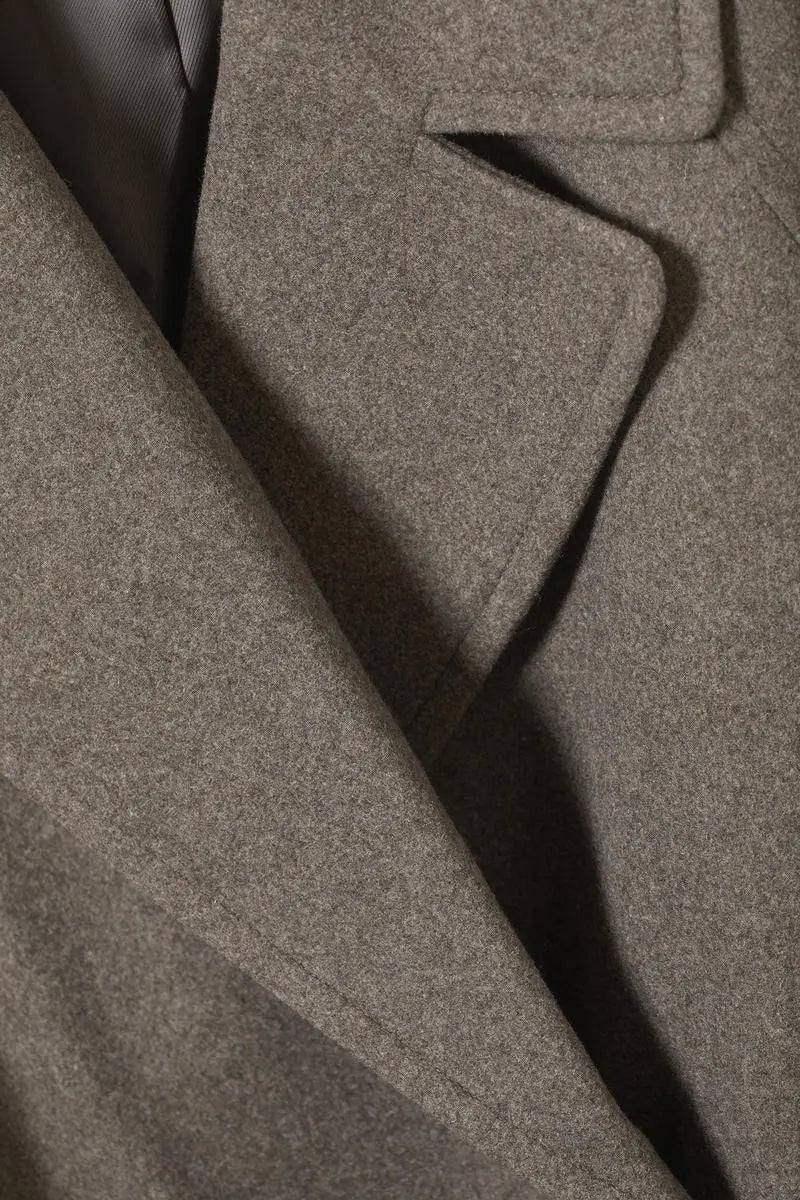 Women's Belted Long Wrap Coat with Notch Collar