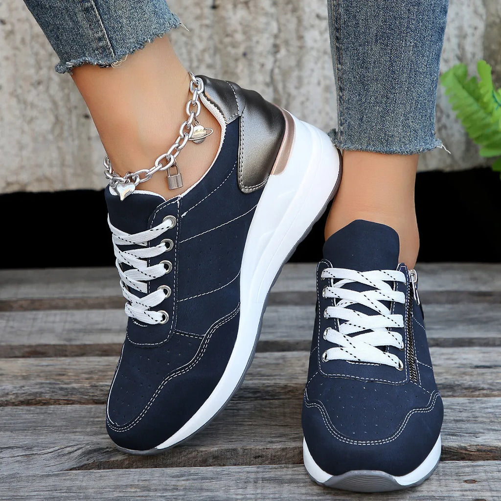 Women's Platform Sneakers with Thick Sole and Zipper