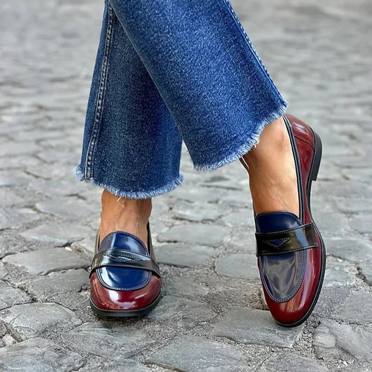 Women's Glossy Multicolor Loafers with Sleek Finish