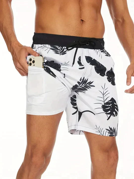 Montarello Men's Compression-Lined Quick-Dry Summer Swim Shorts
