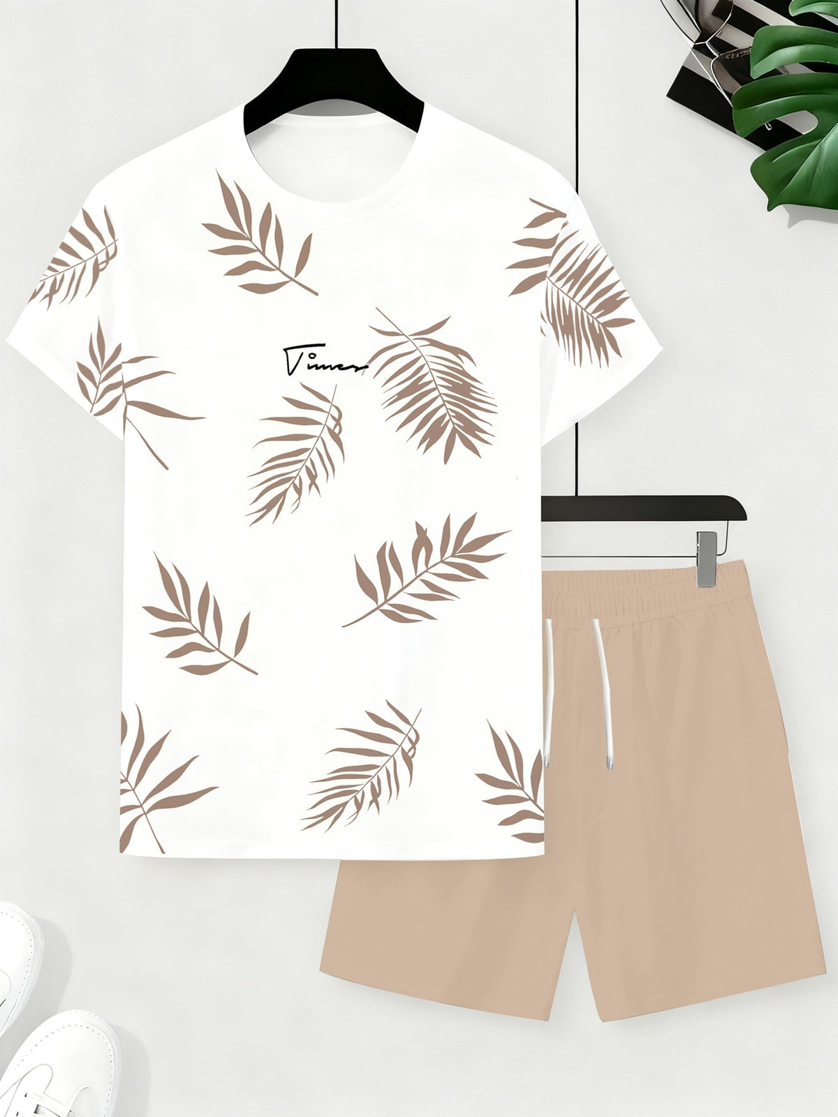 Montarello Men's Palm Print T-Shirt & Shorts Co-ord Set