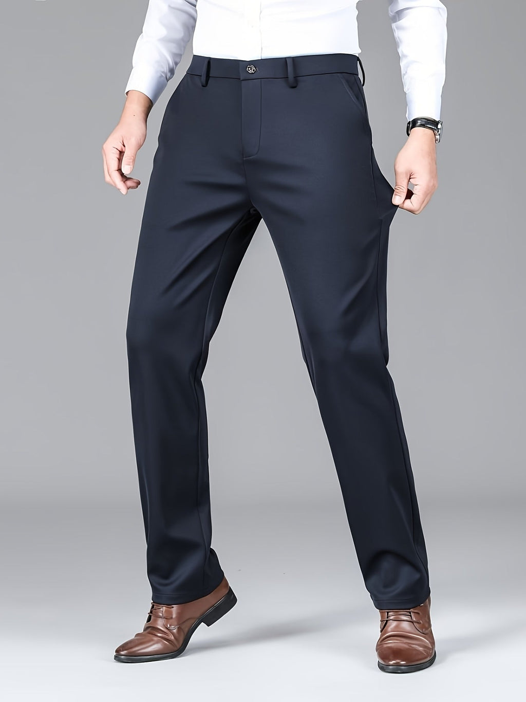EMBROIDERED STRETCH TROUSERS FOR MEN