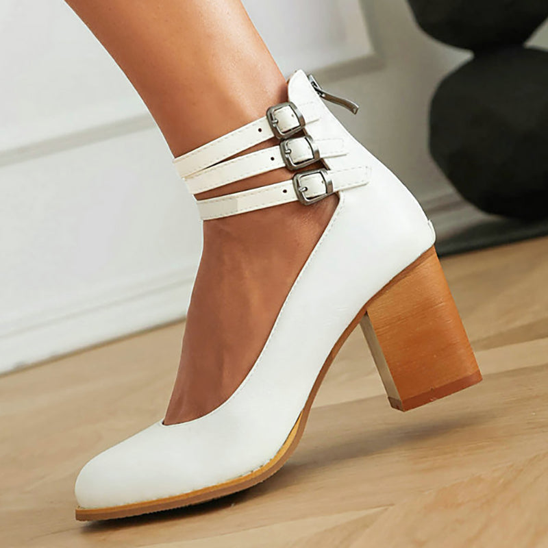 Women's Sandals with Ankle Strap and Stable Block Heel