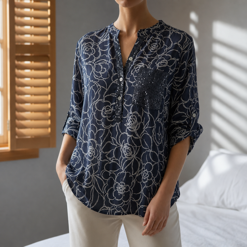 Astypalaia Floral V-Neck Blouse