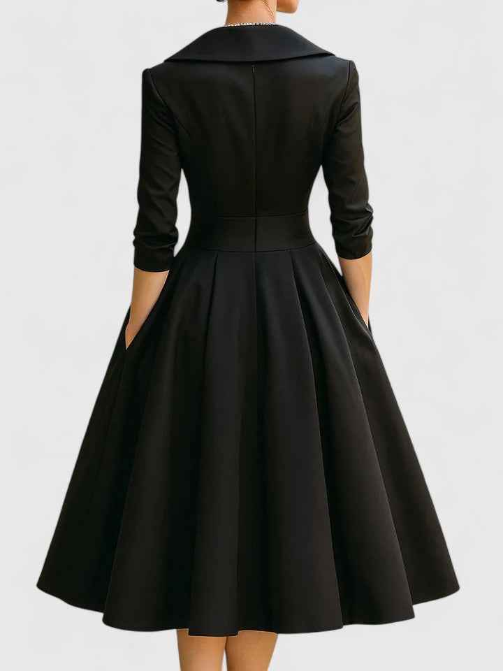 Women's Midi Dress with Satin Finish and Fitted Bodice