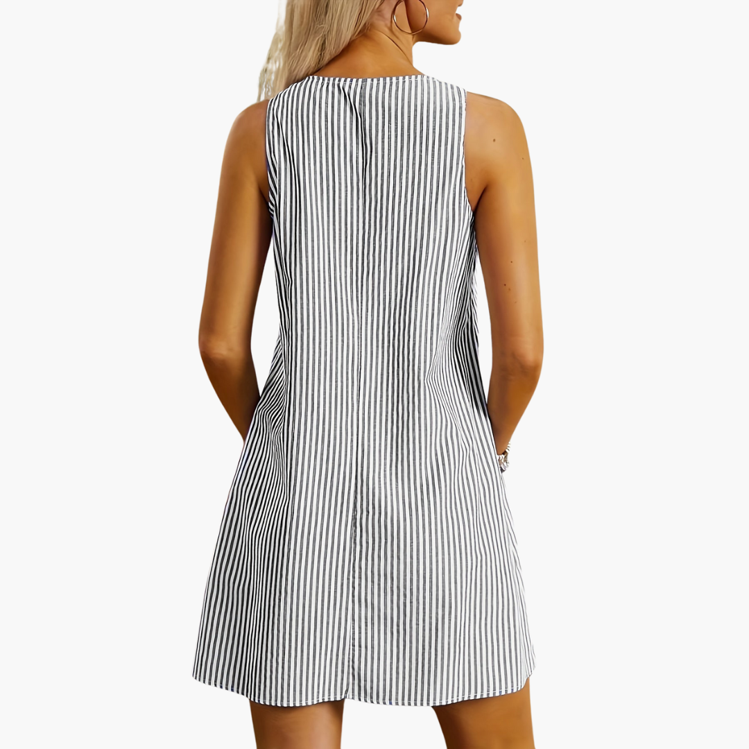 Women’s Mini Dress with Sleeveless Design and Side Pockets