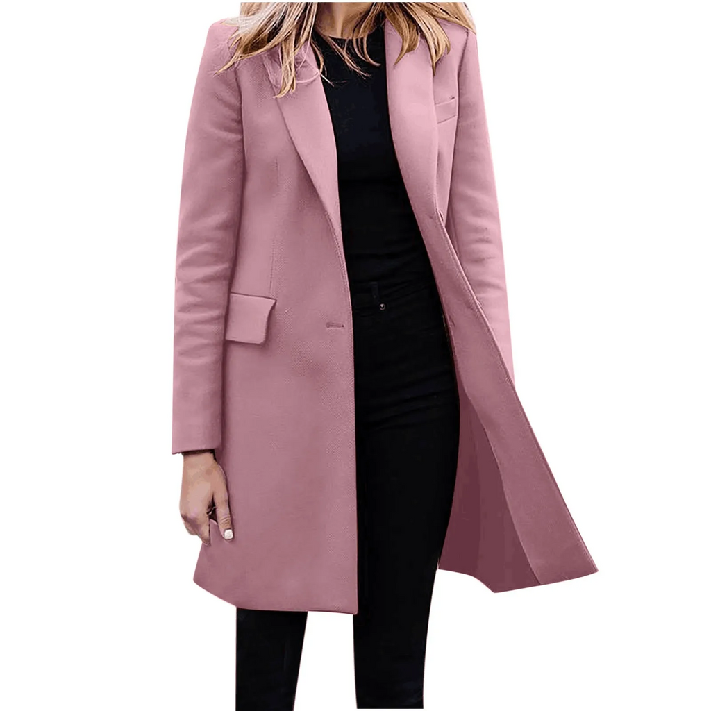 Women's Slim Fit Coat Single Button Notched Collar