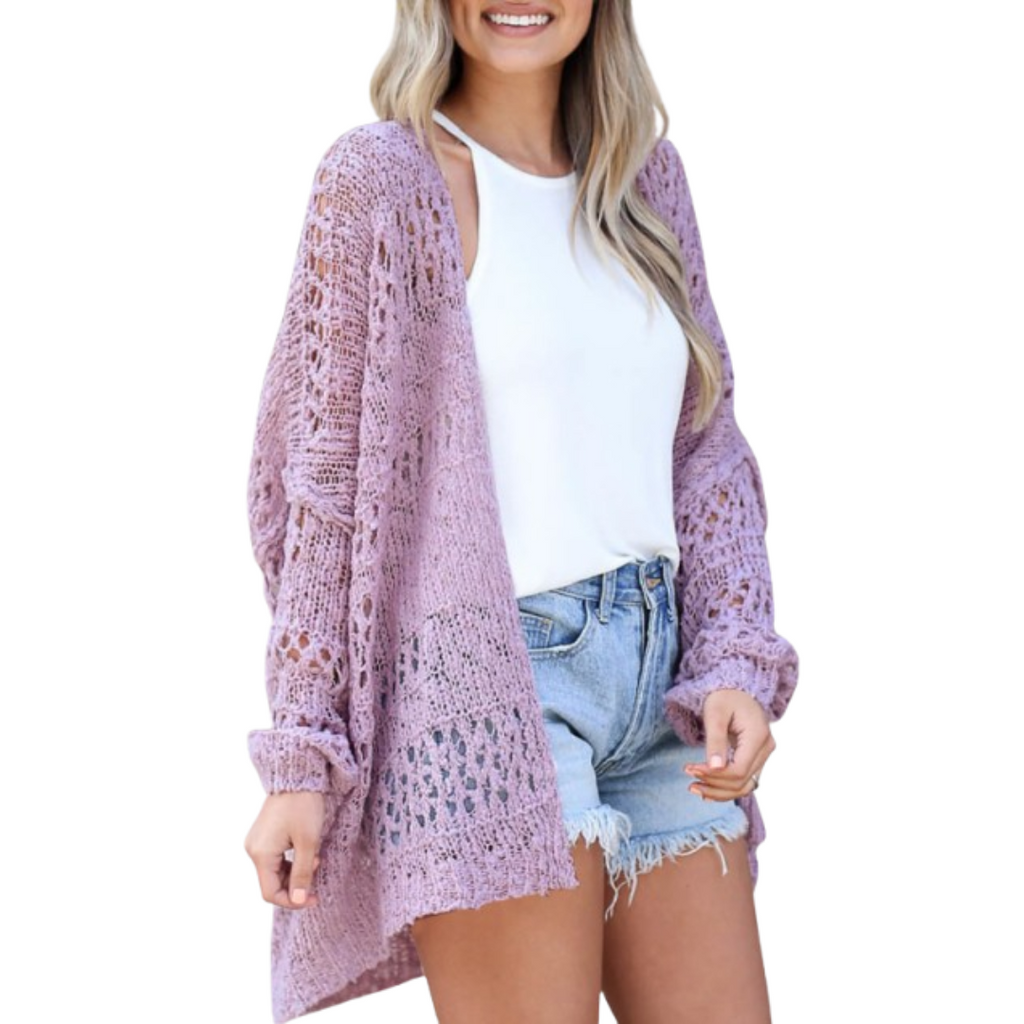Women's Oversized Cardigan with Open-Knit Design and Lightweight Fabric