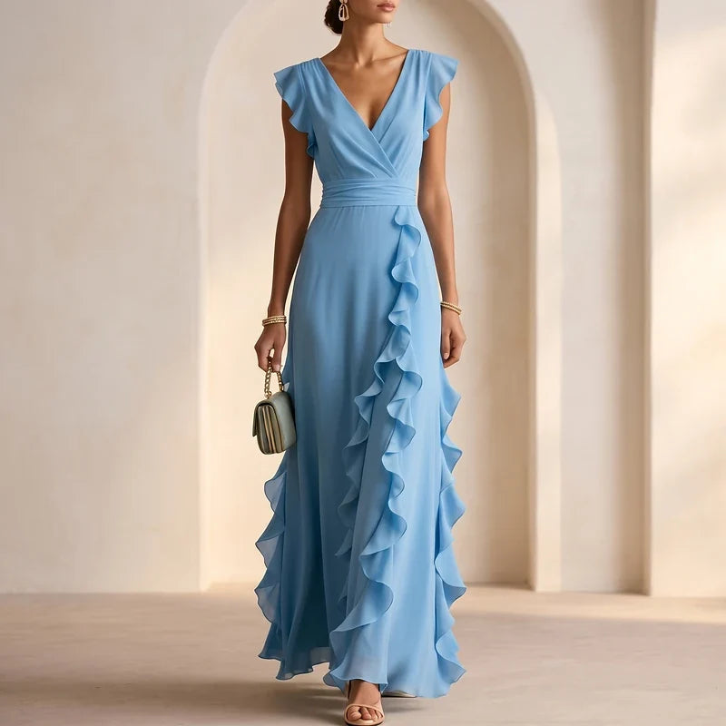 Rosalind Ruffle Wedding Guest Maxi Dress