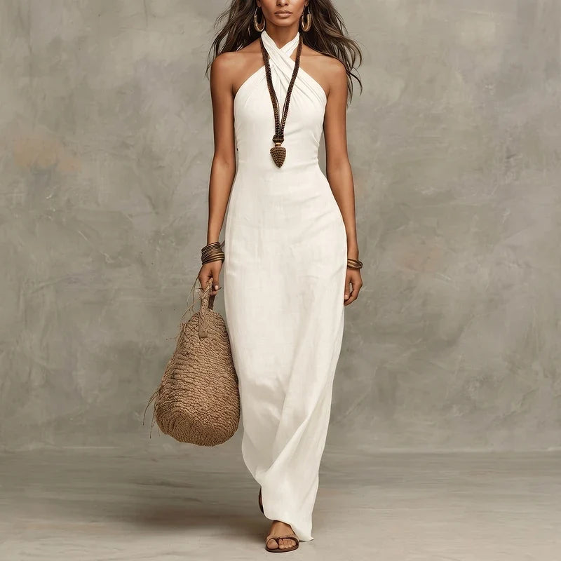 Anouk Linen Halter Maxi Dress