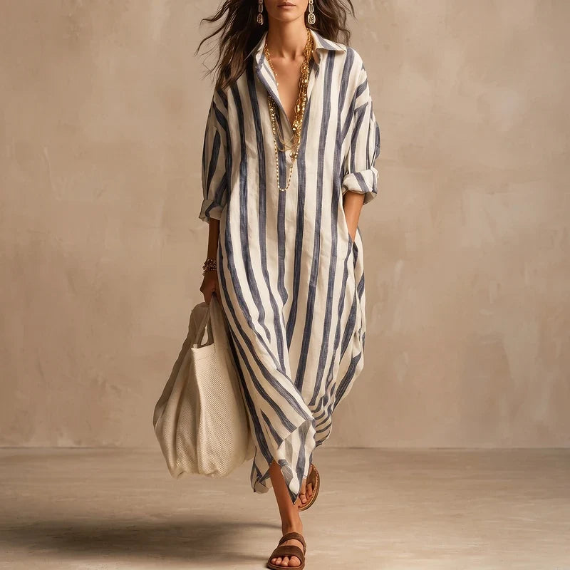 Leonie Striped Linen Shirt Dress