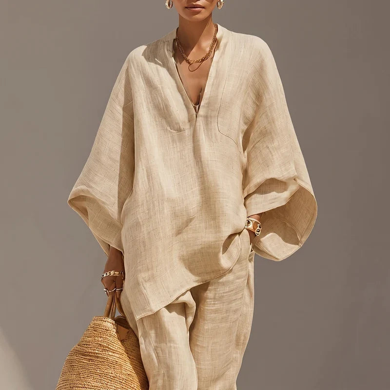 Noemie Linen Two Piece Pants Set