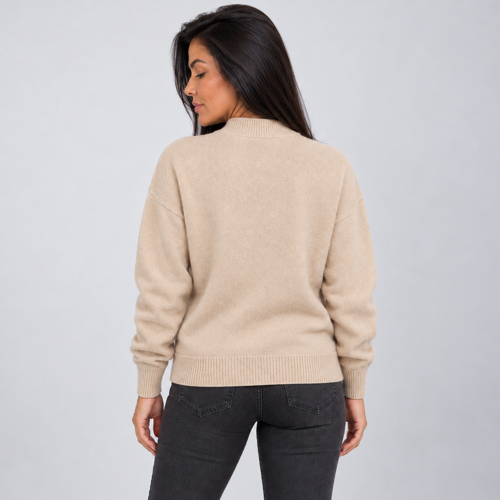 Montarello Women’s Jumper Mock Neck Drop Shoulder Sweater