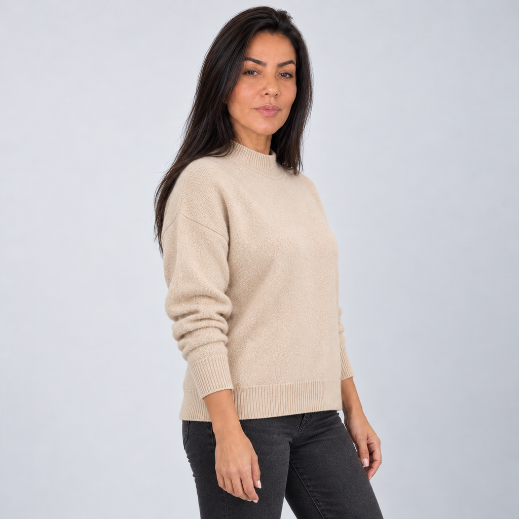 Montarello Women’s Jumper Mock Neck Drop Shoulder Sweater