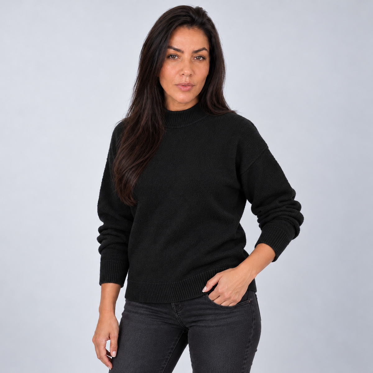 Montarello Women’s Jumper Mock Neck Drop Shoulder Sweater