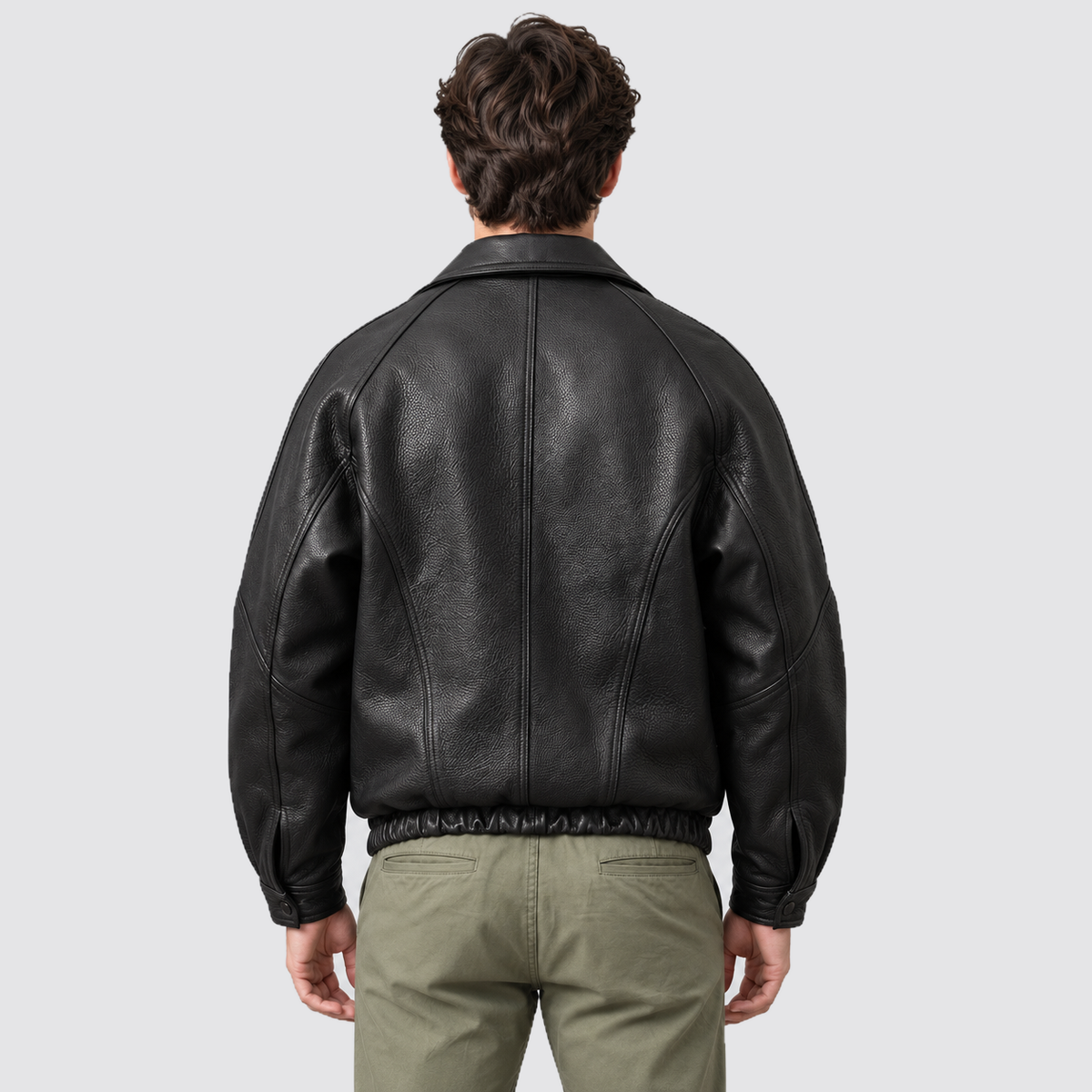 Montarello Men’s Jacket Leather-Look Bomber Collared