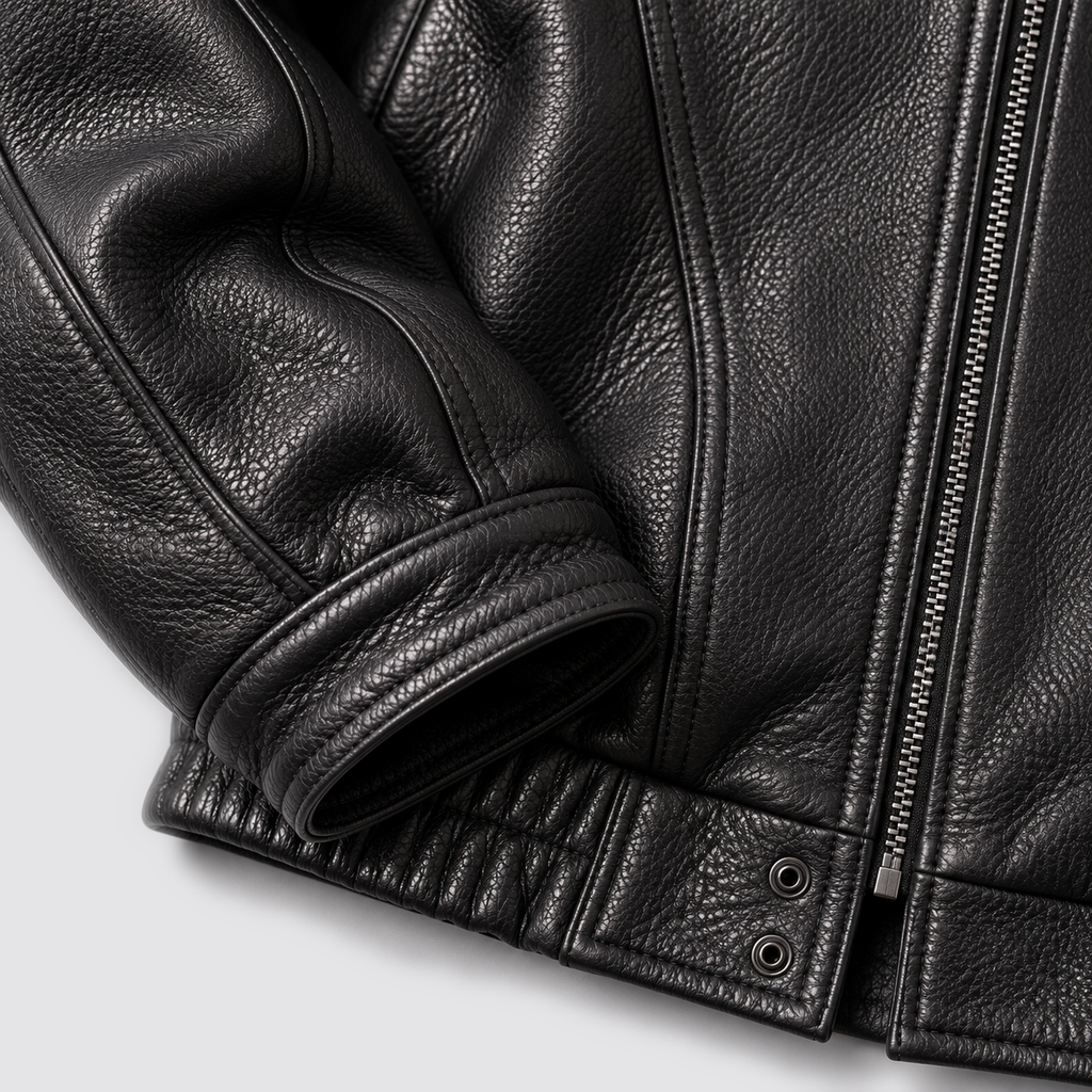 Montarello Men’s Jacket Leather-Look Bomber Collared