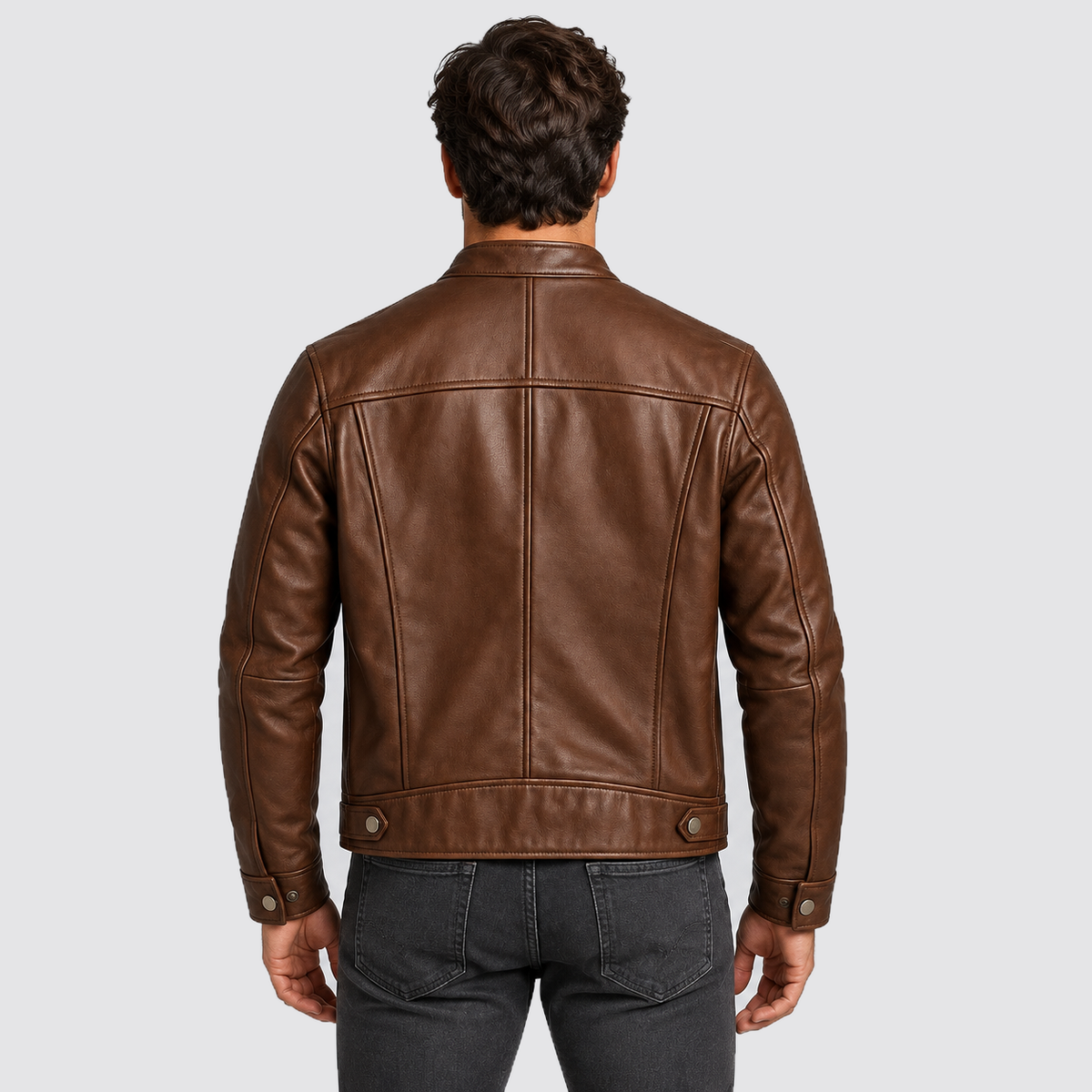 Montarello Men’s Jacket Leather-Look Vintage Four Pocket