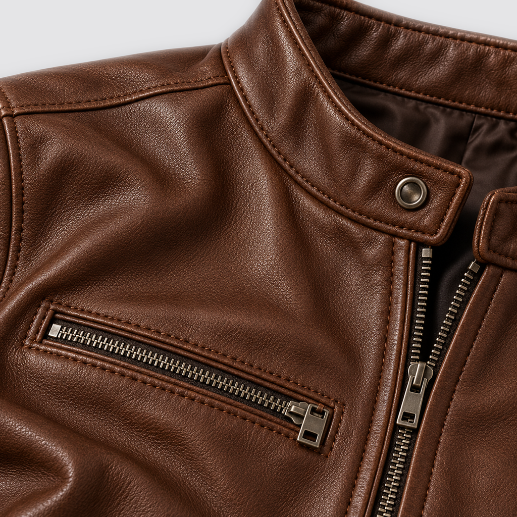 Montarello Men’s Jacket Leather-Look Vintage Four Pocket