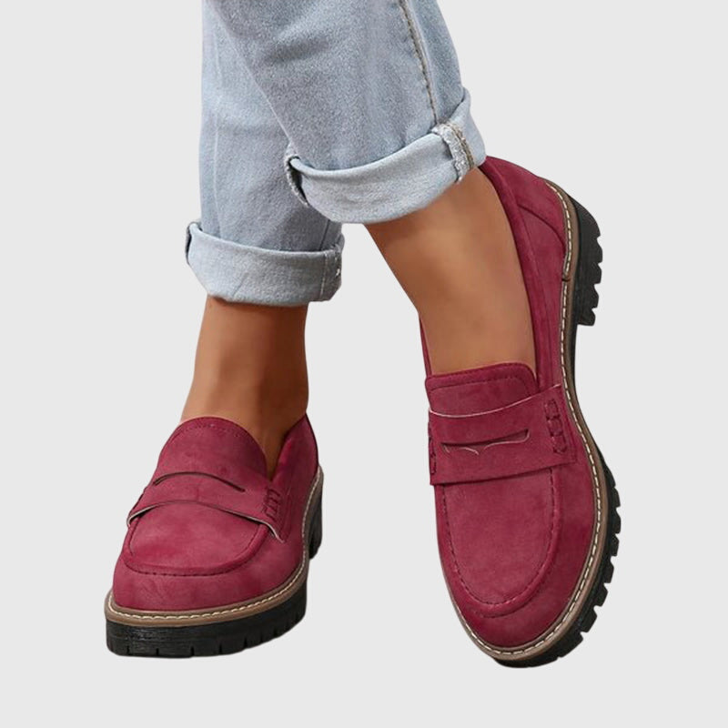Women's Suede Loafers with Slip-On Design and Non-Slip Sole