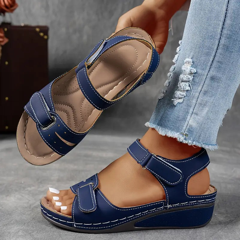 Women's Orthopedic Sandals with Wedge Heel and Adjustable Fit