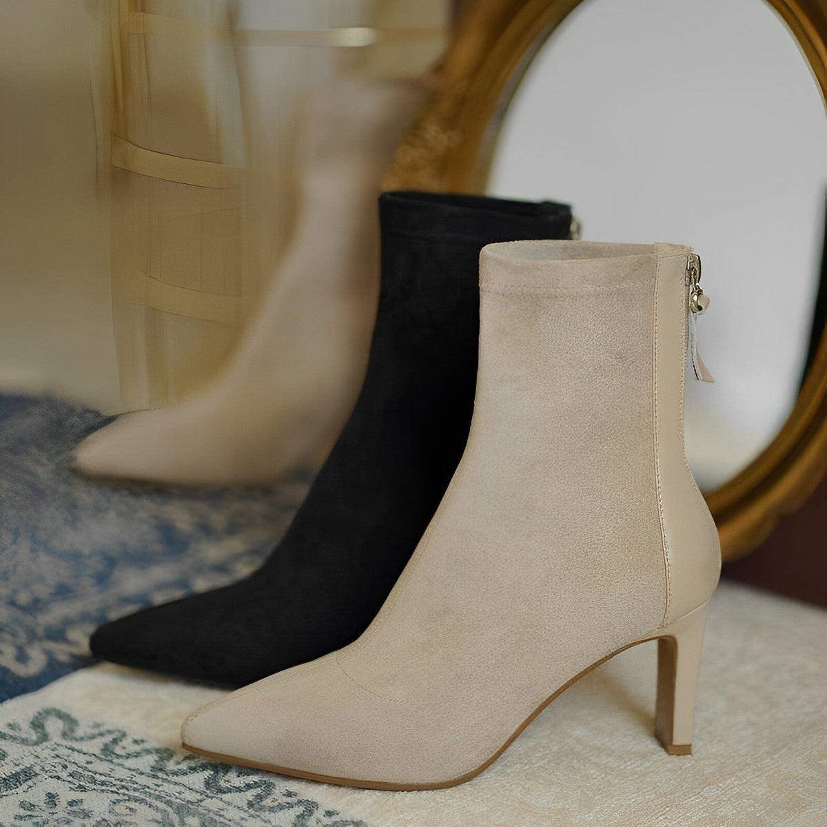 Women's Ankle Boots with Pointed Toe and Slender Heel
