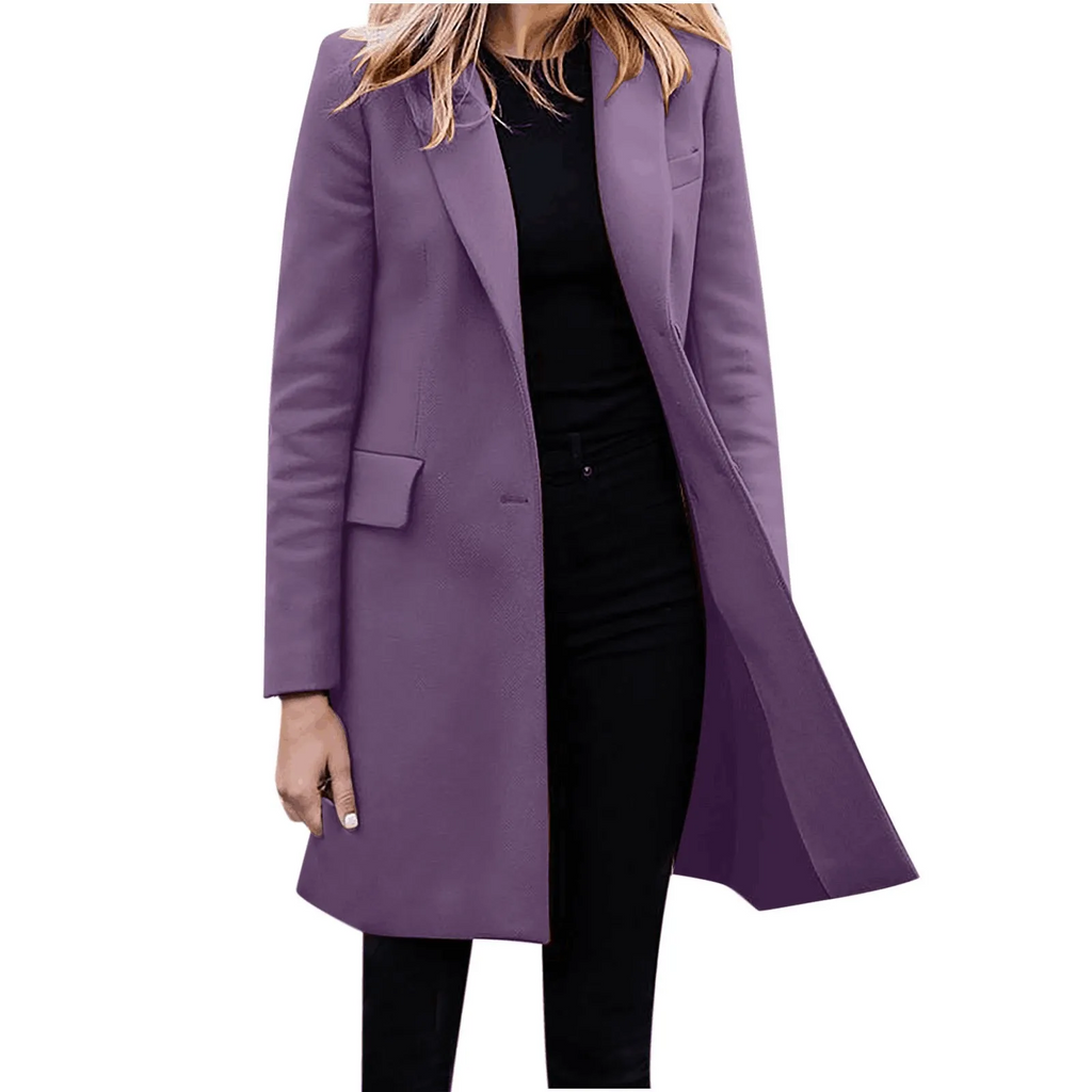 Women's Slim Fit Coat Single Button Notched Collar