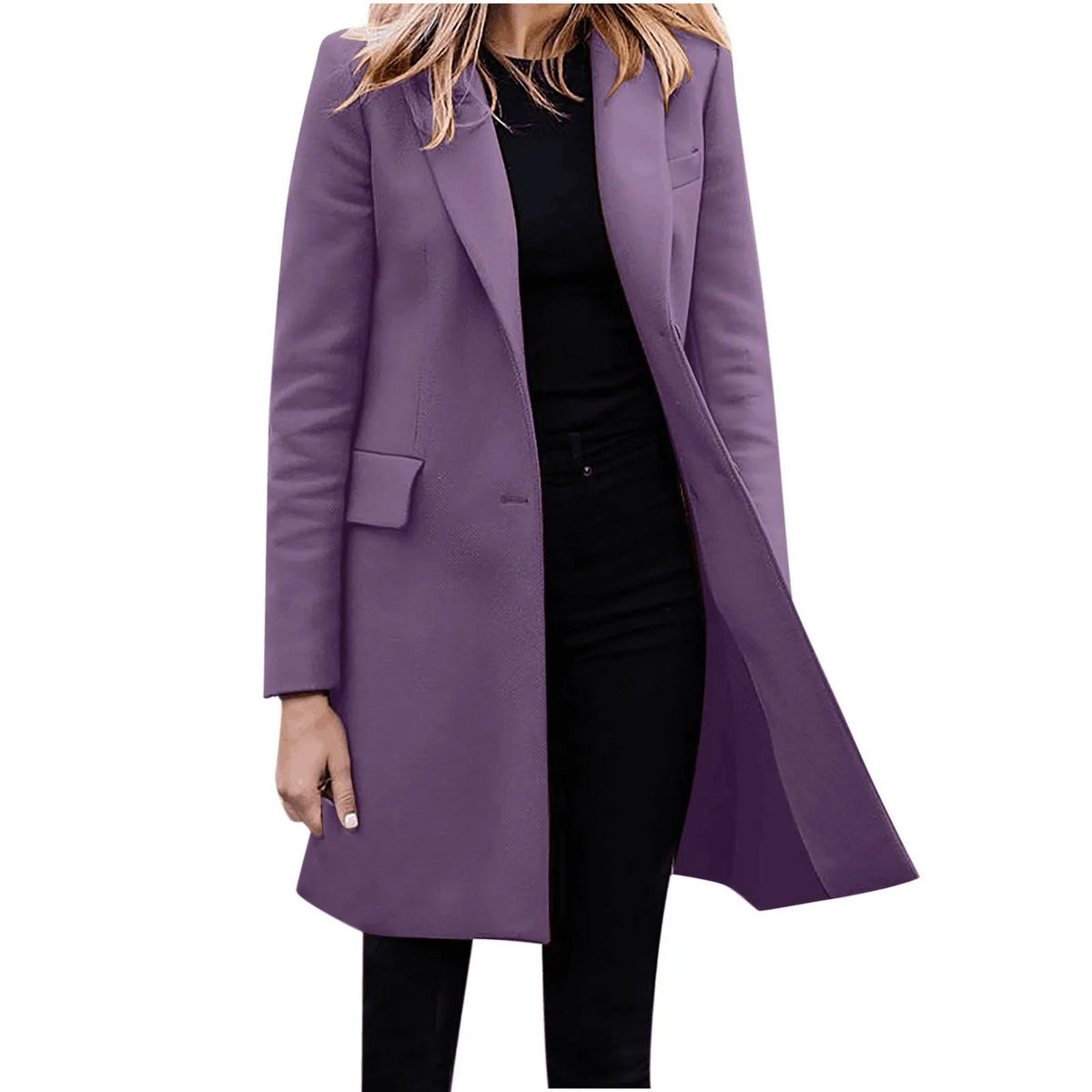Women's Slim Fit Coat Single Button Notched Collar