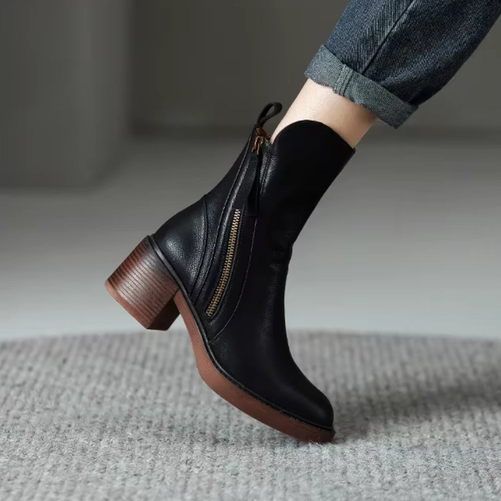 Noelle Leather Ankle Boots