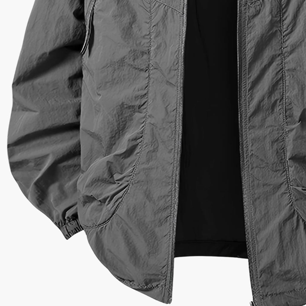 Women's Windbreaker Jacket with Hood and Zippered Pockets