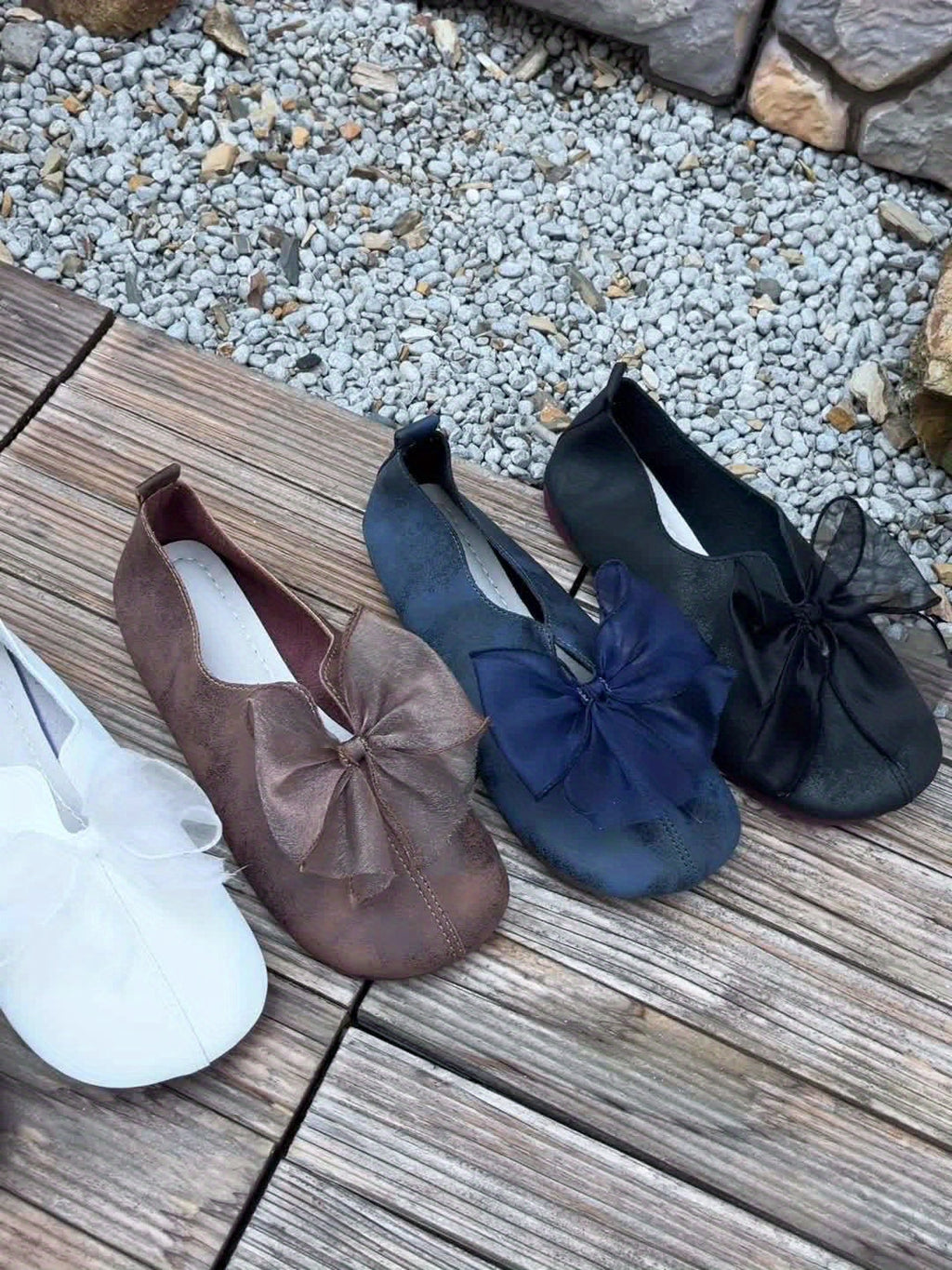 Women's Bow-Accent Slip-On Flats with Cushioned Sole