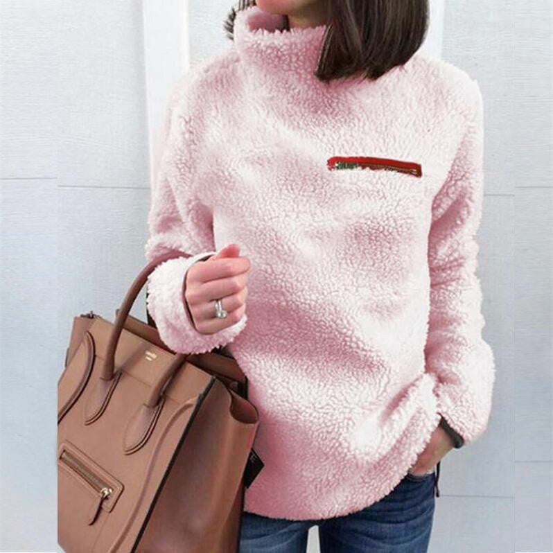 Women's Stand Collar Fleece Pullover with Chest Zip