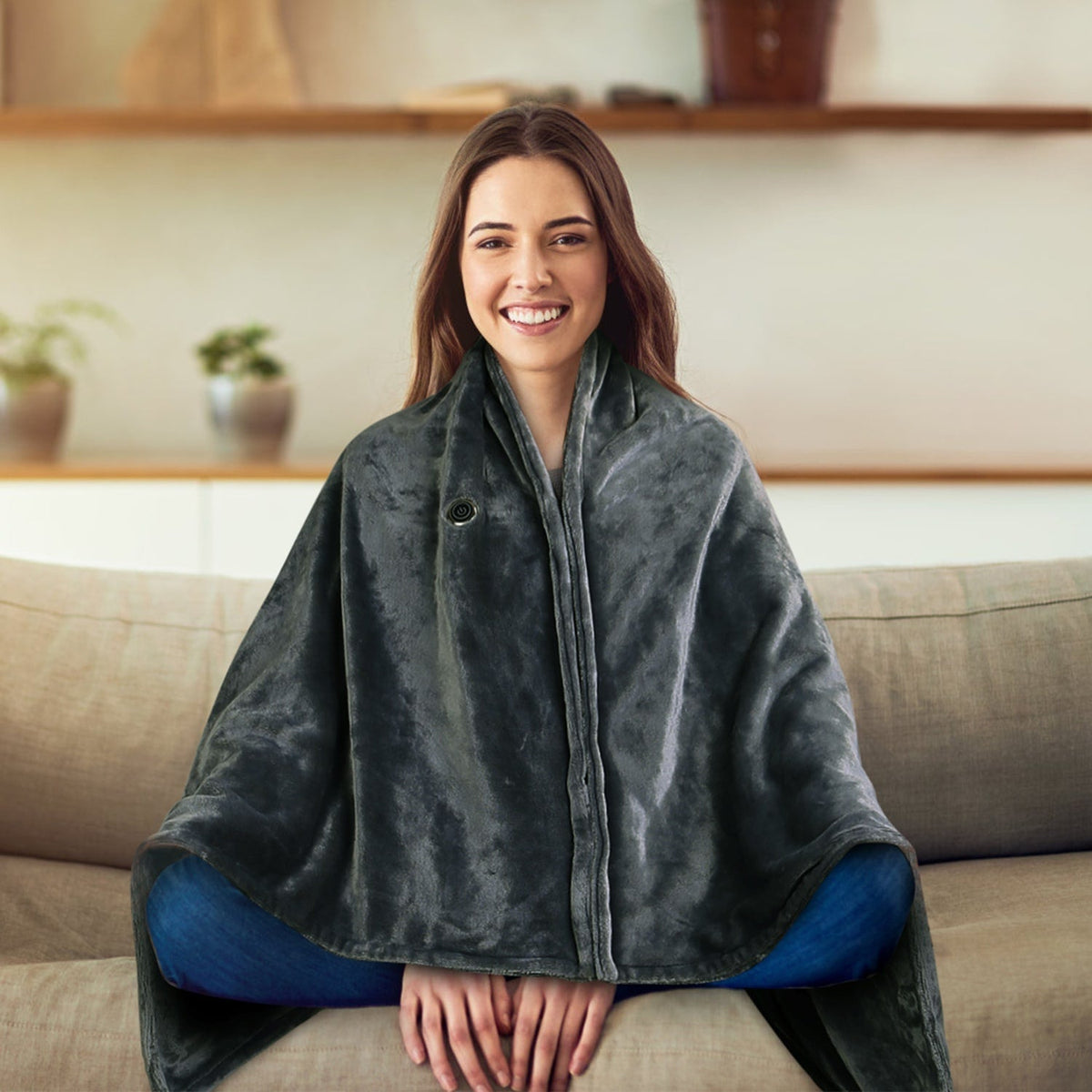 12V USB Heated Electric Blanket with Shoulder Fastener, 150x80 cm