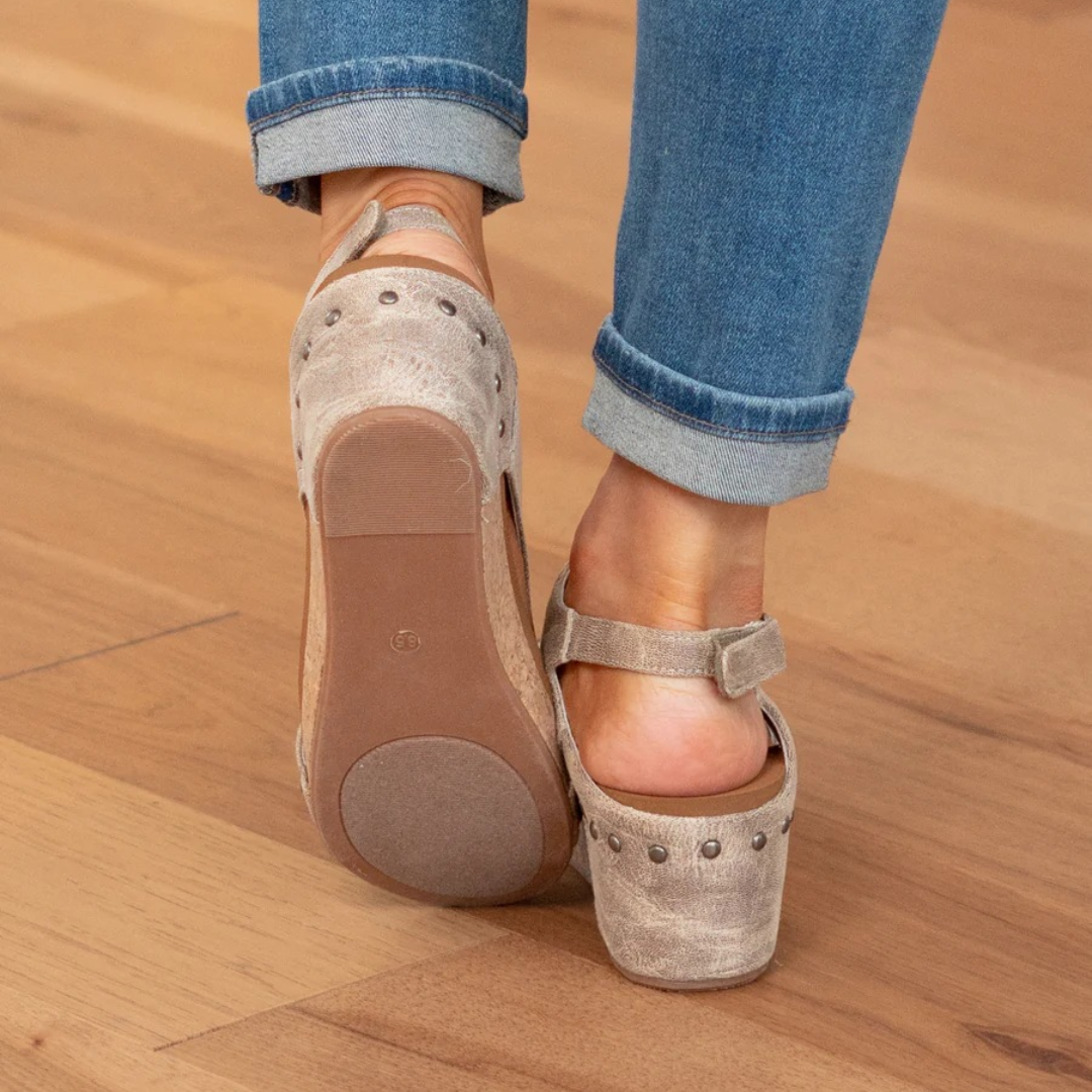 Women's Wedge Sandals with Suede Upper and Supportive Heel