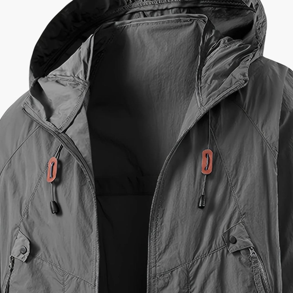 Women's Windbreaker Jacket with Hood and Zippered Pockets
